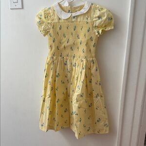 Janie & Jack sz 7 Smocked Peter Pan Collar Kids Dress with headband.
